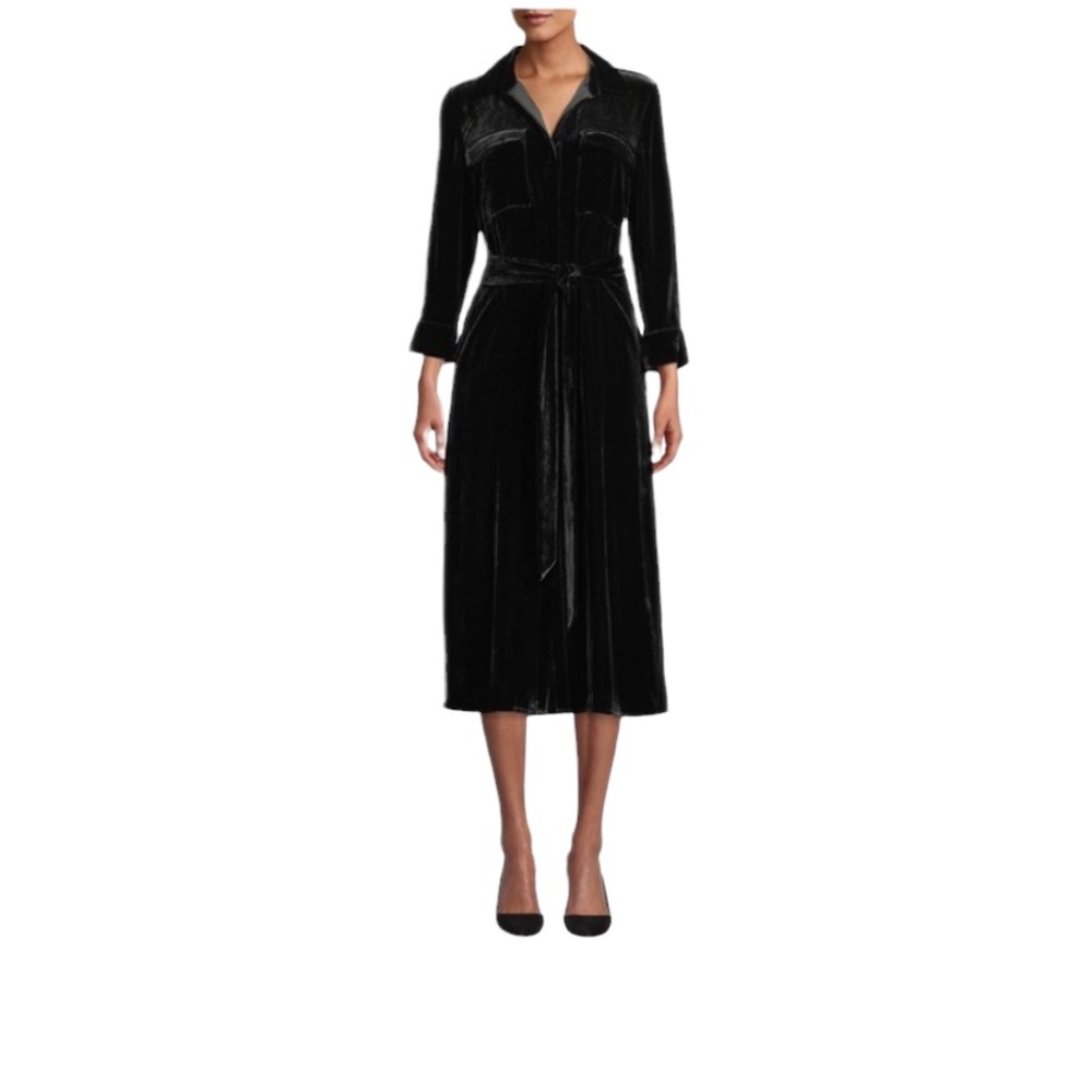 Elie Tahari Velvet Midi Shirtdress